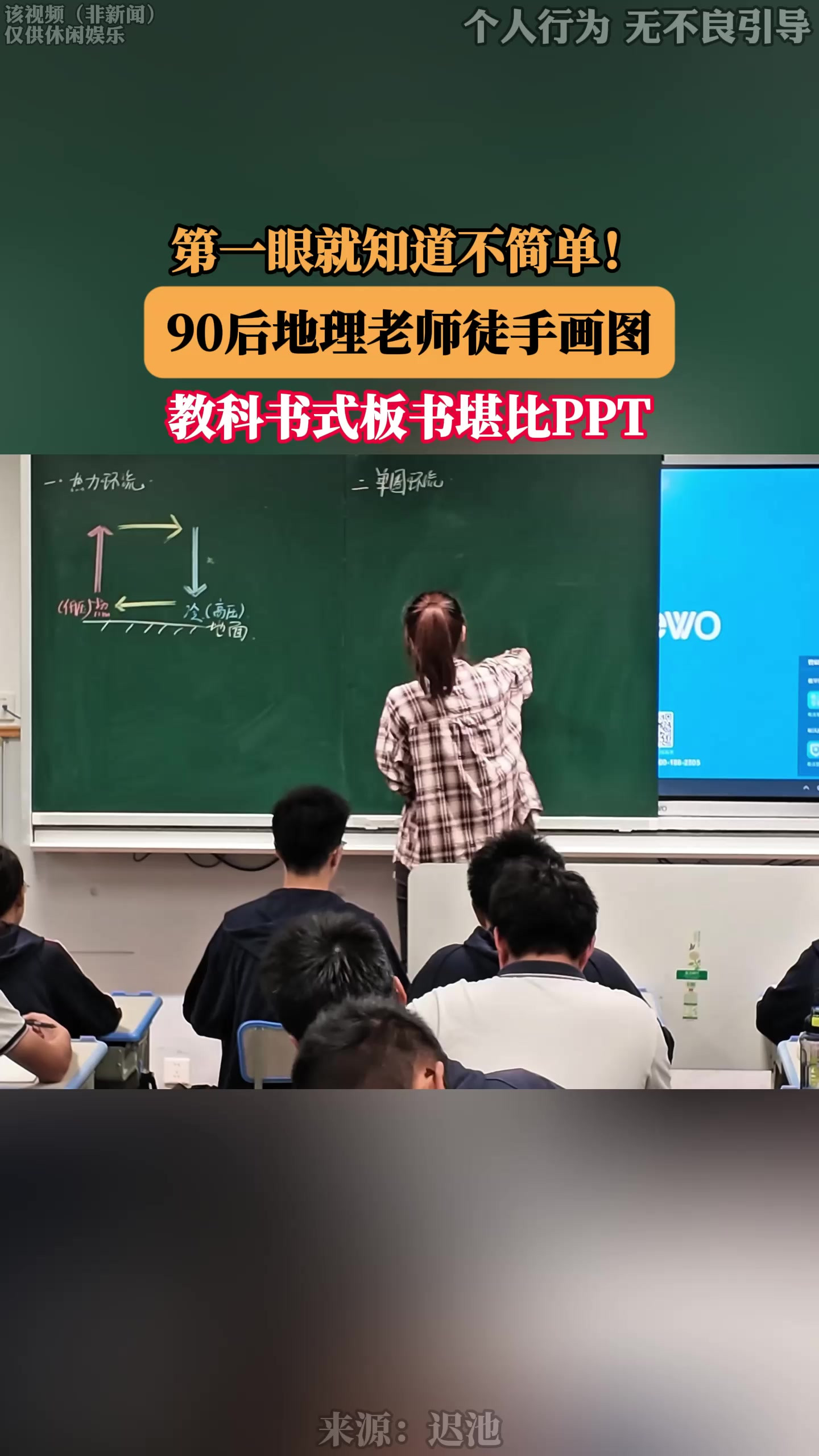 第一眼就知道不简单！90后地理老师徒手画图，教科书式板书堪比PPT